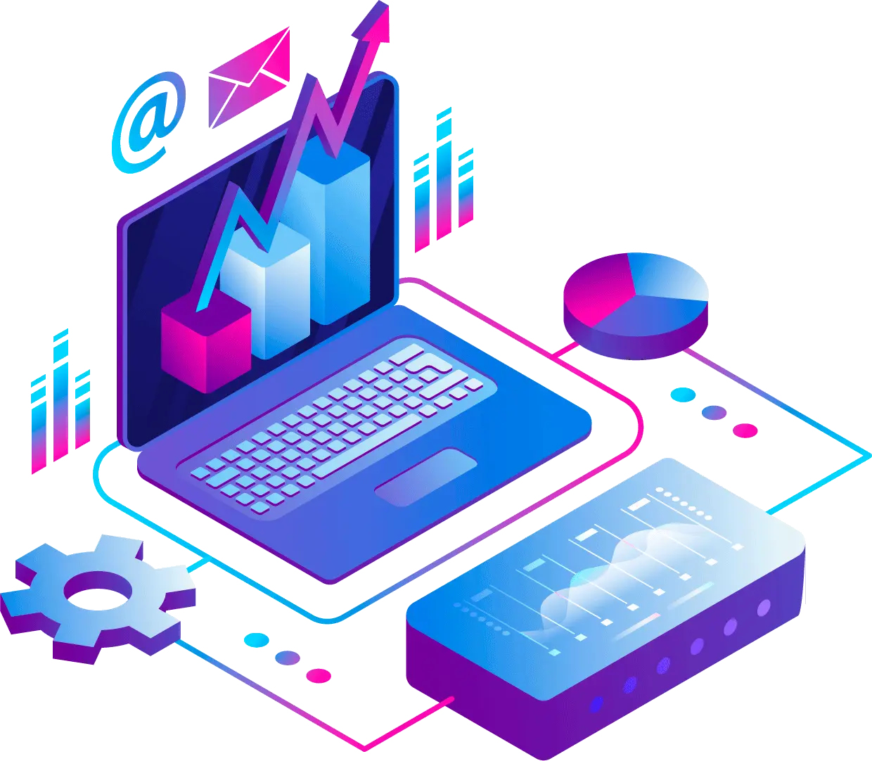 CRM yazılımı ve müşteri ilişkileri yönetimi sistemi illüstrasyonu – Antsoft